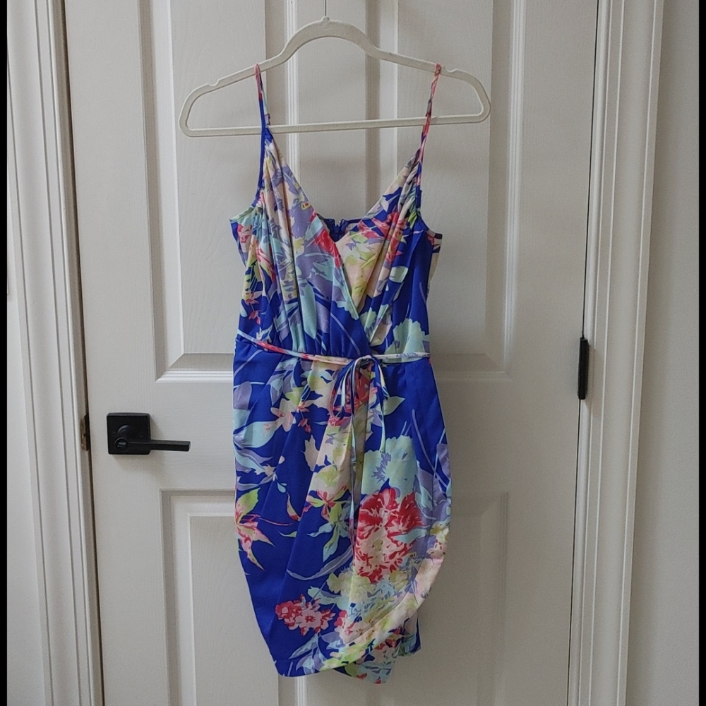 Yumi Kim faux wrap floral silk dress, size Medium